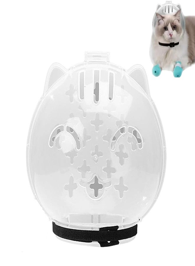 squishy Cat Muzzle, White Cat Mask for Grooming and Nail Trimming, Soft Cat Face Cover with Adjustable Strap, Breathable Design for Comfort - Image 1
